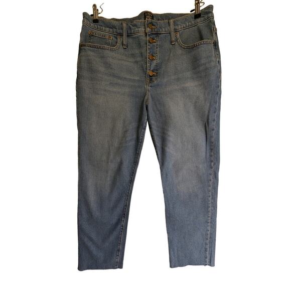 NWT J.CREW Essential‎ Straight Button Fly High Waist Raw Hems Jeans Size 32 - Picture 1 of 9